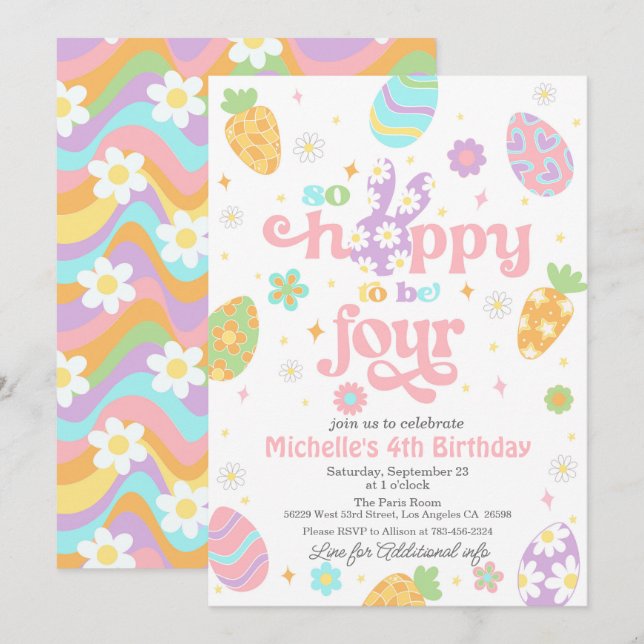 Invitation Pâques si espéré être quatre Anniversaire (Devant / Derrière)