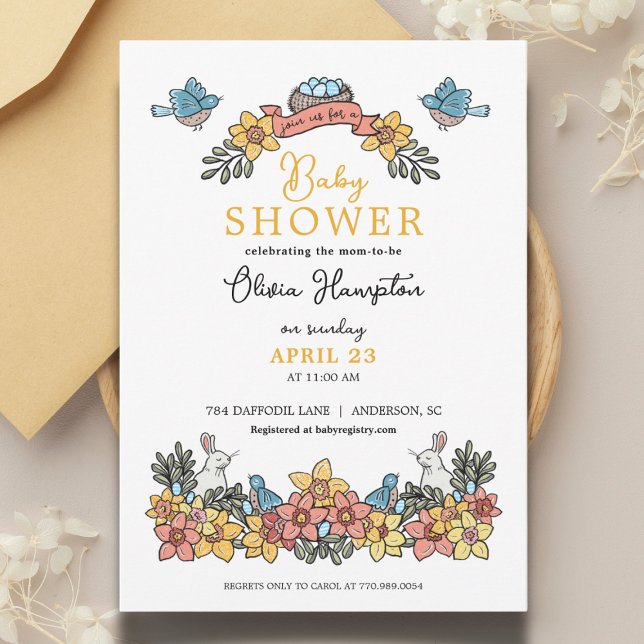 Invitation Pâques Thème Baby shower neutre pour les femmes (Créateur téléchargé)