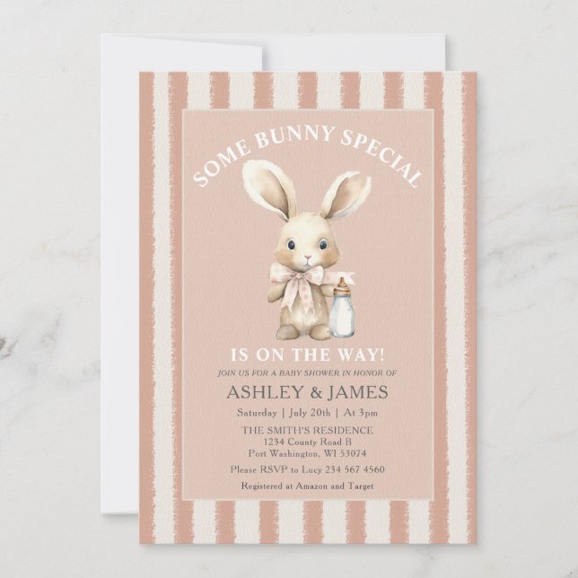 Invitation Pâques Un lapin est sur le chemin Baby shower (Devant)