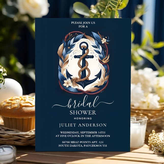 Invitation Par bateau Knot Marine Fête des mariées nautique B (Créateur téléchargé)