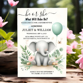 Invitation Par Big Zoo Bébé Eléphant Blanc Naissance Genre Ré