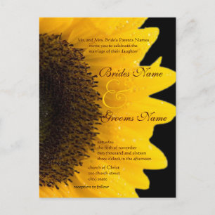Invitation par carte postale Mariage de tournesol