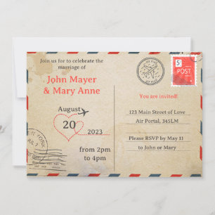 Invitation par carte postale Retro Air Mail