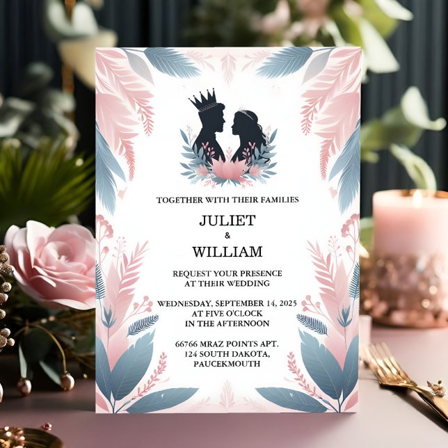 Invitation Par Long Tulle Regal Royal Glam Blush Pink Mariage (Créateur téléchargé)