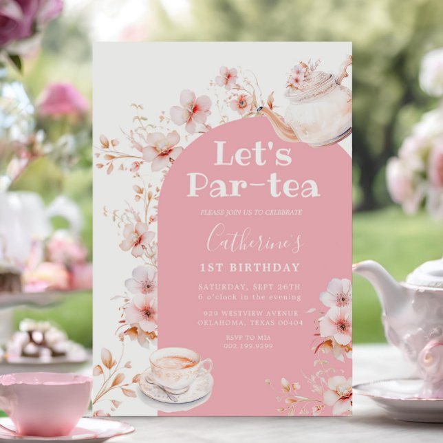 Invitation Par-tea Pink Boho Floral Birthday Tea Party (Créateur téléchargé)