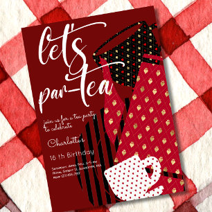 Invitation Par-tea, thé, anniversaire élégant et simple