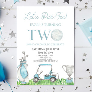 Invitation Par-Tee Blue Golf 2e fête d'anniversaire