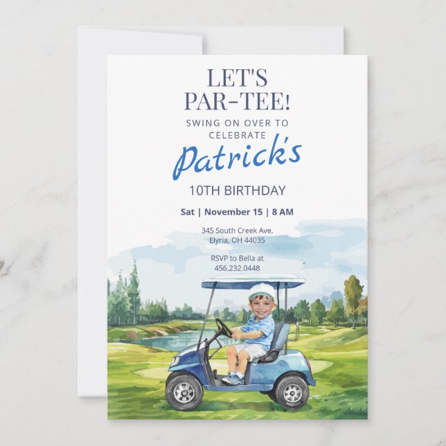 Invitation Par-Tee Golf N'importe quel âge Anniversaire Photo (Devant)