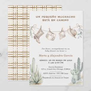 Invitation Para Baby shower Vaquero Niño Personalizadas