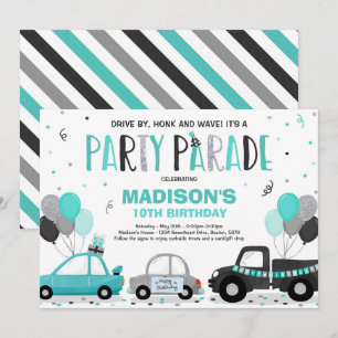 Invitation Parade D'Anniversaire Parade Turquoise