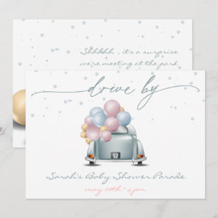 Invitation Parade de Baby shower bleu surprise