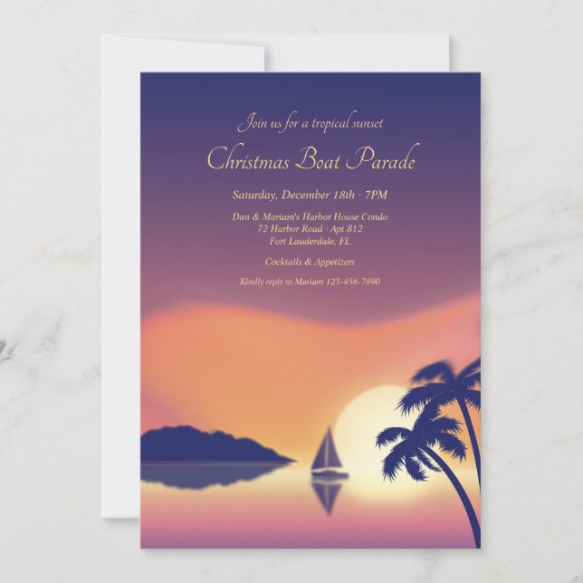 Invitation Parade des bateaux de Noël tropicaux (Devant)