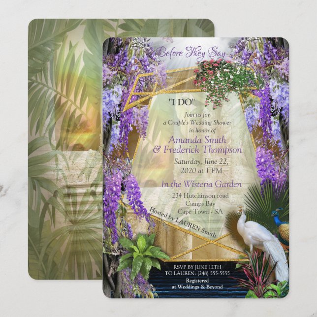 Invitation Paradis de la Wisteria Tropical au Palais d'Or à (Devant / Derrière)