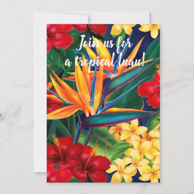Invitation Paradis tropical Hawaï Floral Luau (Devant)