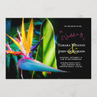 Paradis tropical oiseaux Fleurs sombres Mariage su