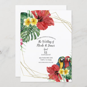 Invitation Paradis tropical Oiseaux Mariages floraux