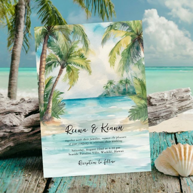 Invitation Paradise Palms Plage tropicale Mariage (Créateur téléchargé)
