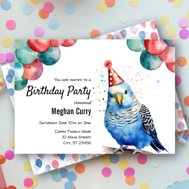 Invitation Parakeet Budgie Animal Bird Budgeriger Anniversair (Créateur téléchargé)