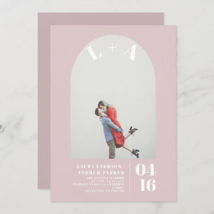 Invitation Paraphe rose roux moderne arc mariage photo