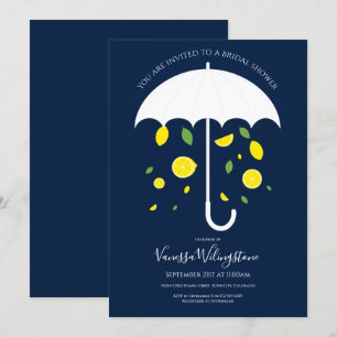 Invitation Parapluie au citron Fête de l'mariée blanche bleue