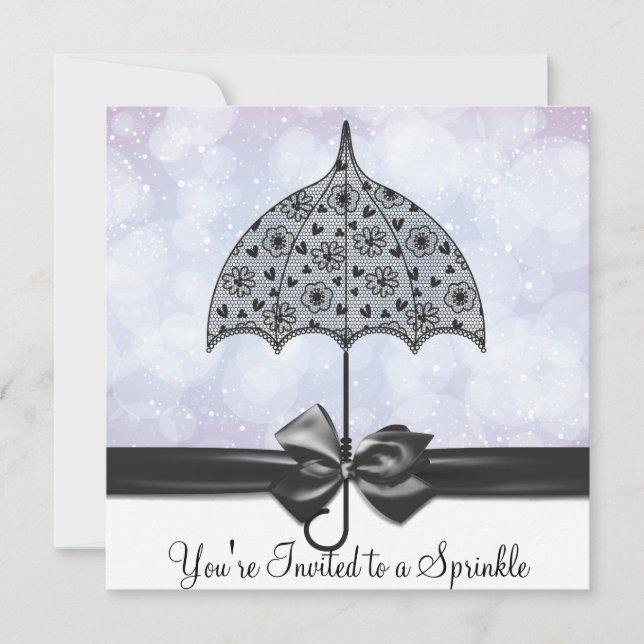 Invitation Parapluie en dentelle noire Purple Baby Sprinkle D (Devant)