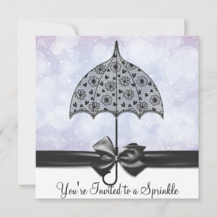 Invitation Parapluie en dentelle noire Purple Baby Sprinkle D