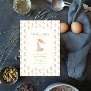 Invitation Parapluie Fleur Vintage Canard Baby Shower