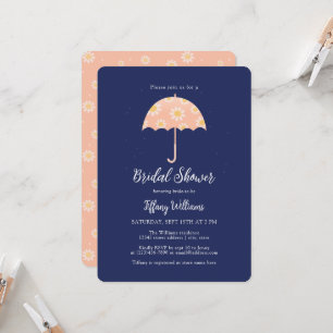 Invitation Parapluie Floral Fleurs Sauvages Rose Enterrement 