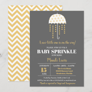 Invitation Parapluie mignonne Yellow Baby Sprinkel ou Baby sh