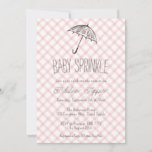 Invitation Parapluie moderne gingham bébé 007 pour baby showe