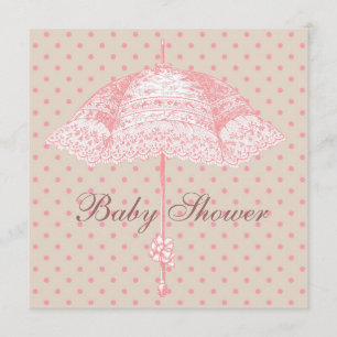 Invitation Parapluie Parasol Rose Fille Bébé Shower