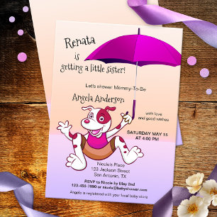 Invitation Parapluie rose chaud Funny Chien Baby shower Invit