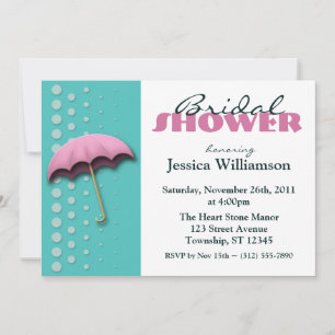 Invitation Parapluie Turquoise et rose douche nuptiale Invita