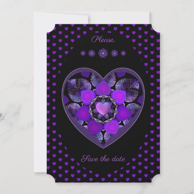 Invitation Parapluie violet & coeurs .7 (Devant)