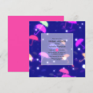 Invitation Parapluies néon Baby Shower