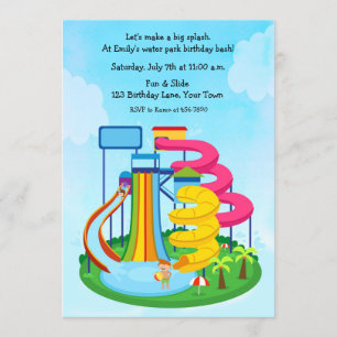 Invitation Parc de glissière à eau, Birthday Splash