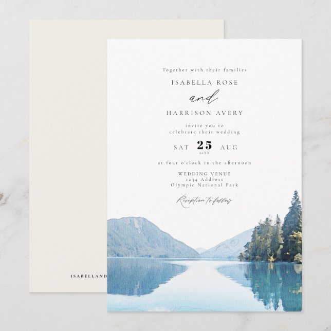 Invitation PARC NATIONAL OLYMPIQUE Mariage du lac Mountain (Devant / Derrière)