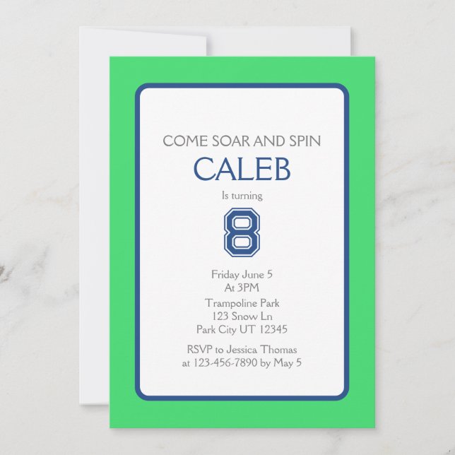 Invitation Parc Trampoline Soir et Spin Anniversaire (Devant)