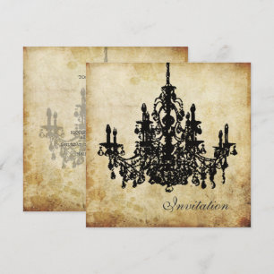 Invitation PARCHEMENT PixDezines VINTAGE CHANDELIER / FAUX