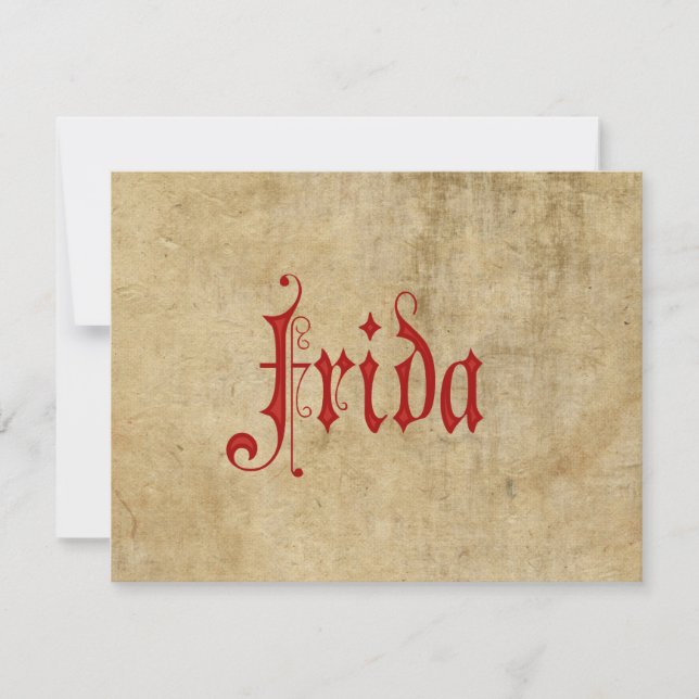 Invitation Parchemin de Blackletter personnalisée Frida Red (Devant)