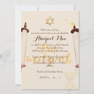Invitation Parchemin de Torah vintage PixDezines pour bat mit