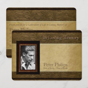 Invitation Parchemin en cuir Faux Service Photo Memorial