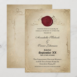 Invitation Parchemin médiéval et sceau de cire Fairytale Mari