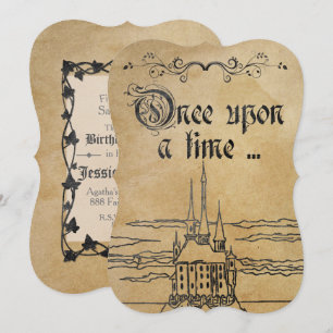 Invitation Parchemin Rustique Papier Fairy Tale Thème Château