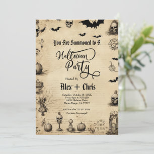 Invitation Parchemin vintage Parti d'Halloween gothique adult