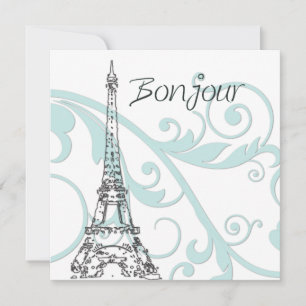 Invitation Parchemins verts et tour Eiffel