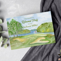 Parcours De Golf Aquarelle Avec Partie De Retraite
