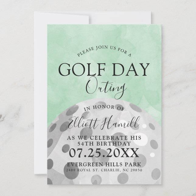 Invitation Parcours de la journée de golf | Golf Thème Vert I (Devant)
