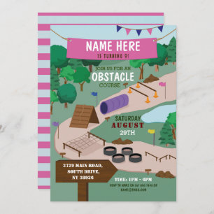 Invitation Parcours Obstacle Birthday Party Adventure Park Pi