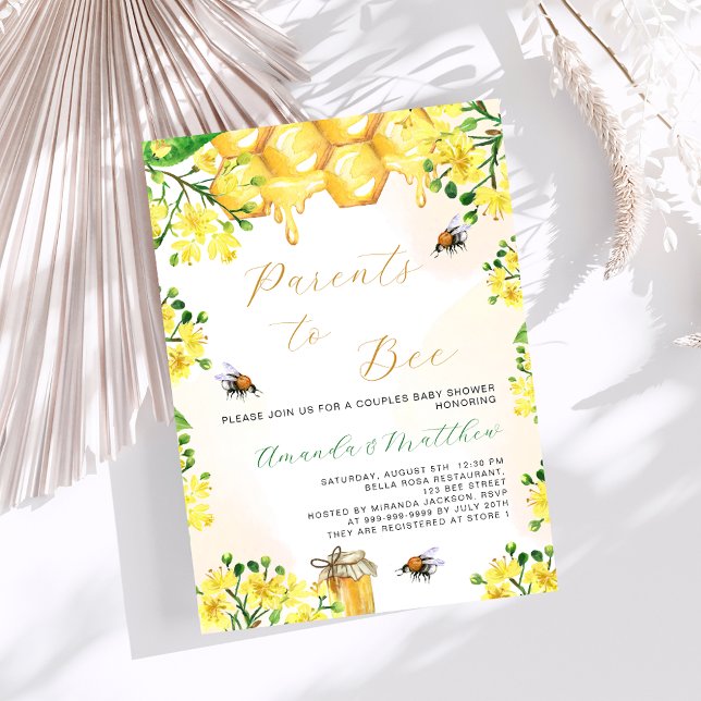 Invitation Parents à être fleurons jaunes Baby shower (Créateur téléchargé)